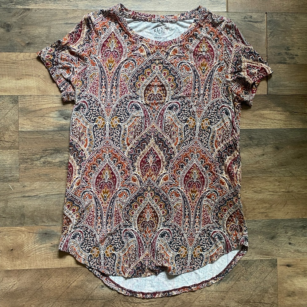 Fall Neutrals Paisley Print Top